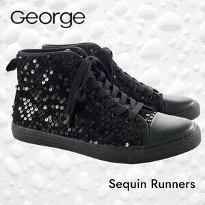 George Black Sequin Runners – Size 8 - Like New
